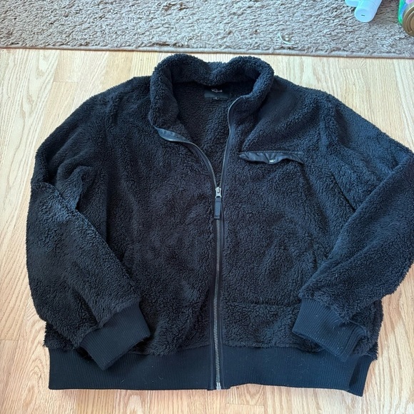 Rails Austin Black High Pile Fleece Full Zip Front Jacket Large Sherpa Soft - Picture 3 of 8